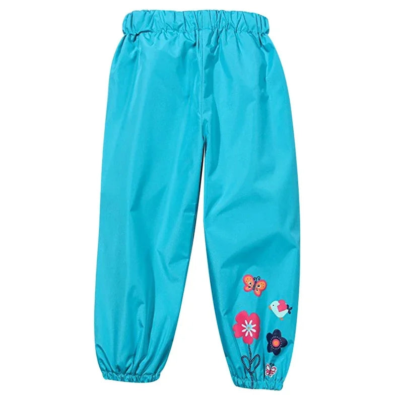 Baby Clothes Waterproof Rain Pants Candy Color Flower Pattern Boys Girls Pants Spring Autumn Outdoor Rain Trousers Kids Clothing
