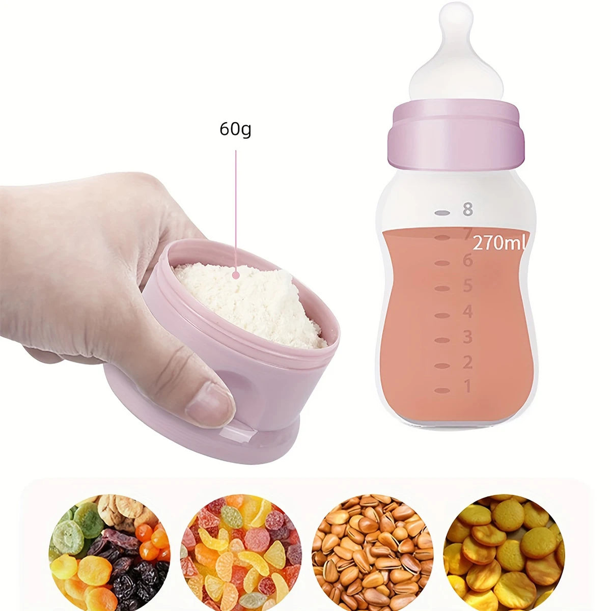 Large Capacity Baby Milk Powder Container with Strap, Baby Formula Dispenser, Stackable Food Storage Box, Portable Snack Box