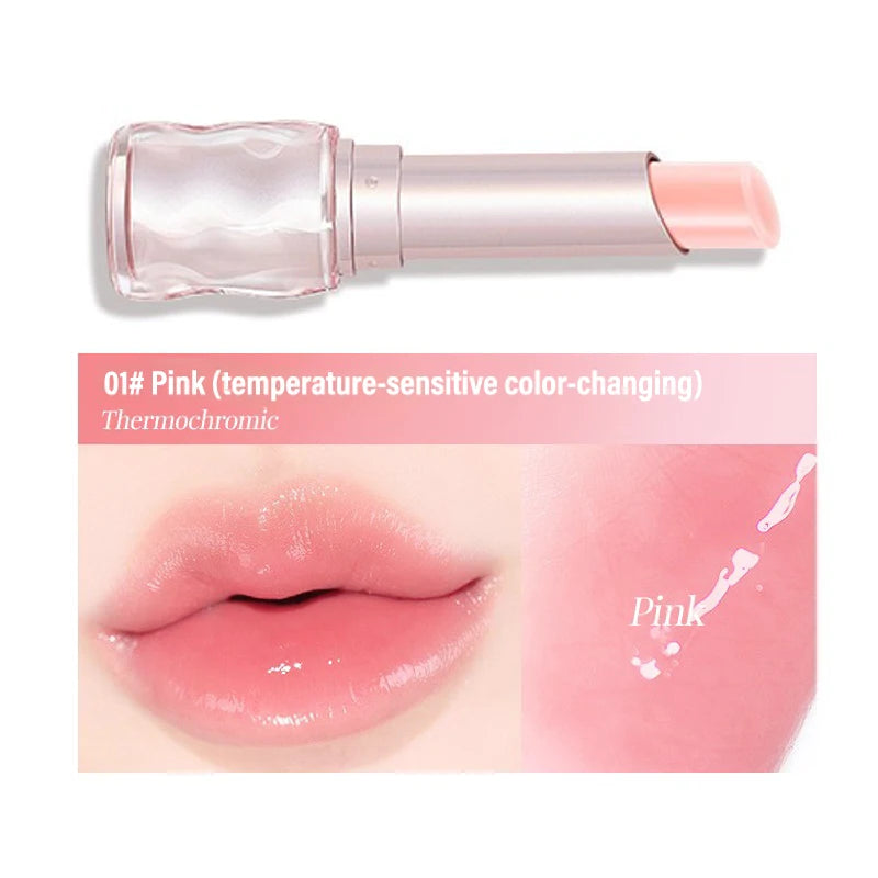 Temperature Changing Lip Balm Strawberry Flavor Jelly Lipstick Natural Moisturizing Lip Care Hydrating Lip Stick for Daily Use