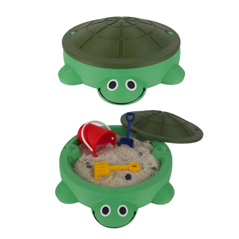 Portable turtle sandbox children's beach toy cute green turtle shaped plastic sand basin can be used to hold sand without tools