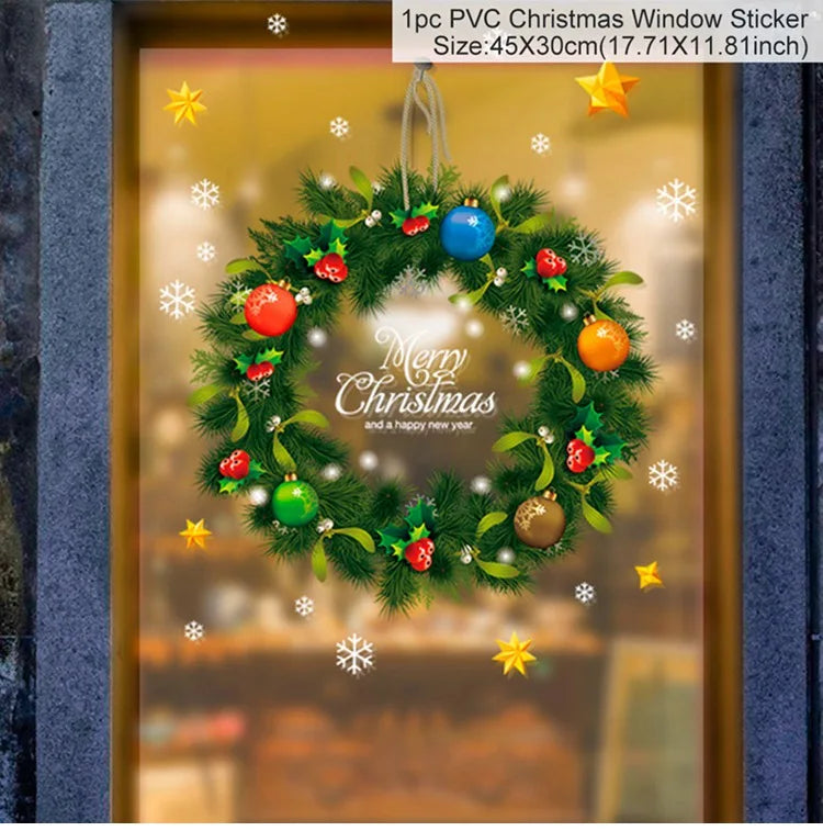 Christmas Window Stickers Christmas Wall Sticker Kids Room Wall Decals Merry Christmas Decorations For Home New Year Stickers
