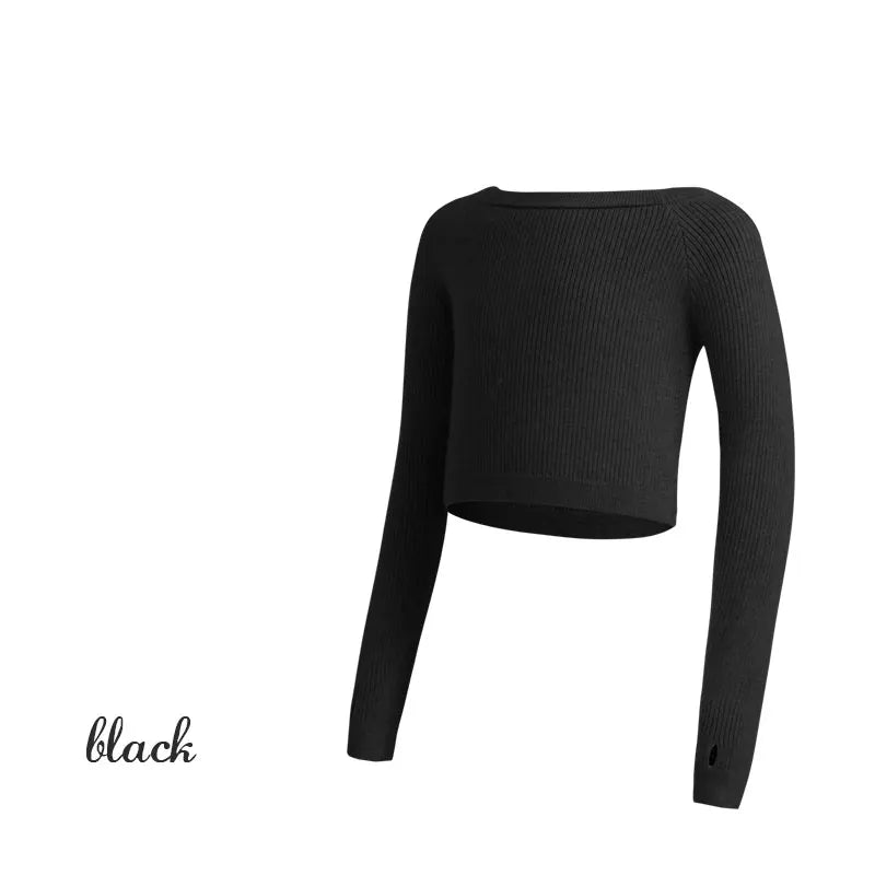Girls Ballet Sweater Kids Ballet Tops Dance Knitwear Sweater Warm Thermal Dance Coat Boat Neck Knitted Jacket Dance Tops Girls