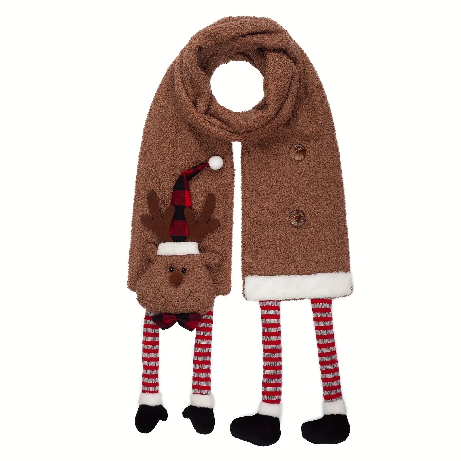 Women's Christmas Scarf Plush Warm Soft Extra-Long Snowman Santa Claus Reindeer-Patterned Scarves Winter Fashion Shawls