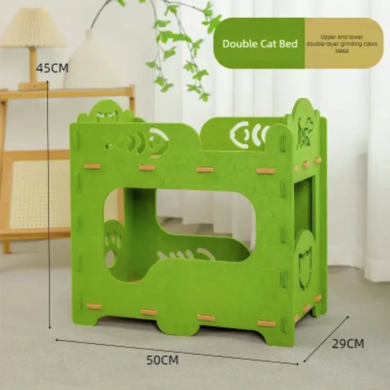 2-Layer Felt Cat House Indoor Multi-Functional Pet Bed for Large Cats And Kittens Removable Washable Breathable Scratching Board
