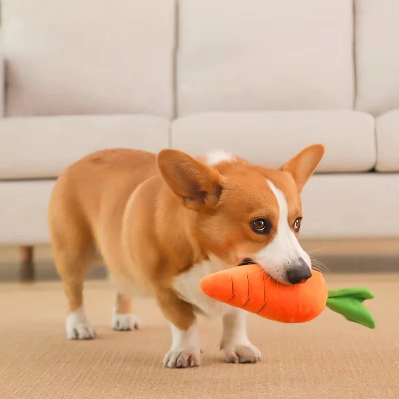 Dog Toy Pet Carrot Plush Toy Vegetable Chew Toy for Small Medium Large Dogs Universal Pet Sound Playing Toy Pet Accessories