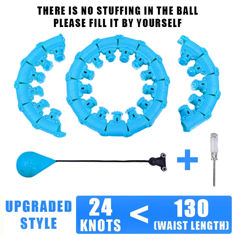 24 Section Adjustable Smart Weighted Sport Hoop Weight Loss Massager Abdomen Thin Waist Fitness Ring Indoor Fitness Equipment