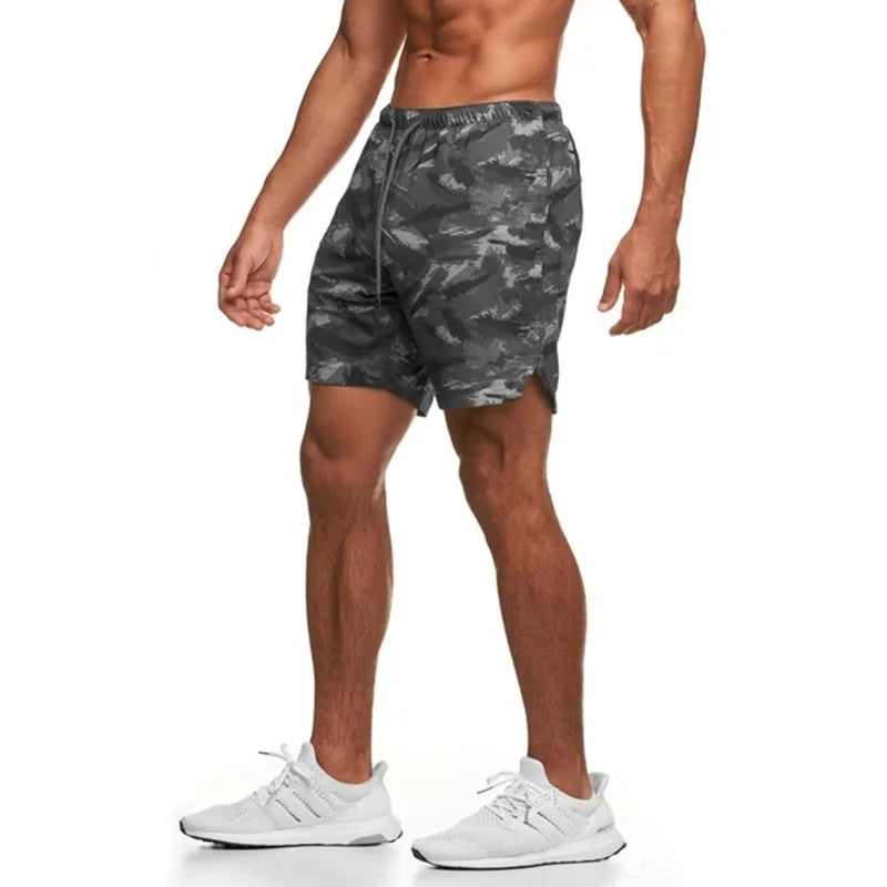2024 Mesh Summer Camouflage Shorts Men's Ice Silk Loose Pants Bermuda Shorts Beach Pants Running Sports Shorts Free shipping
