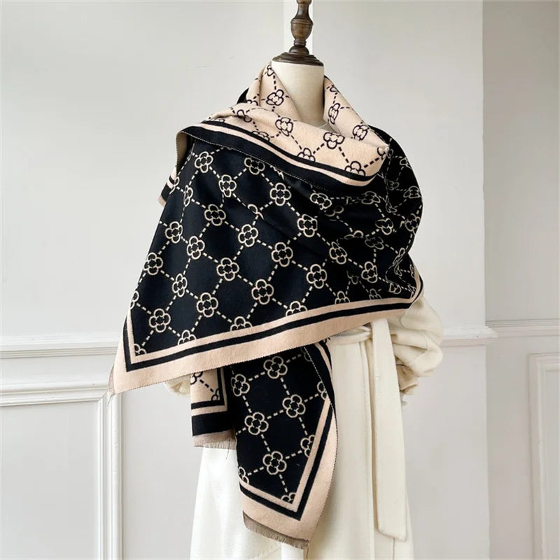 Luxury Brand Cashmere Women Plaid Scarf Winter Warm Shawl and Wrap Bandana Pashmina Female Foulard Square Thick Blanket Poncho