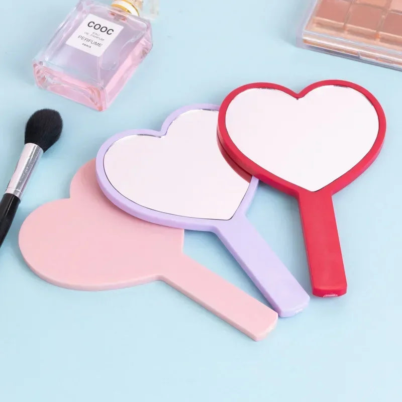 Cherry Heart Handle Mirror Hand in Hand with A Mirror To Carry Around Cute Little Mirror for Girls Dressing Mirror Makeup Mirror