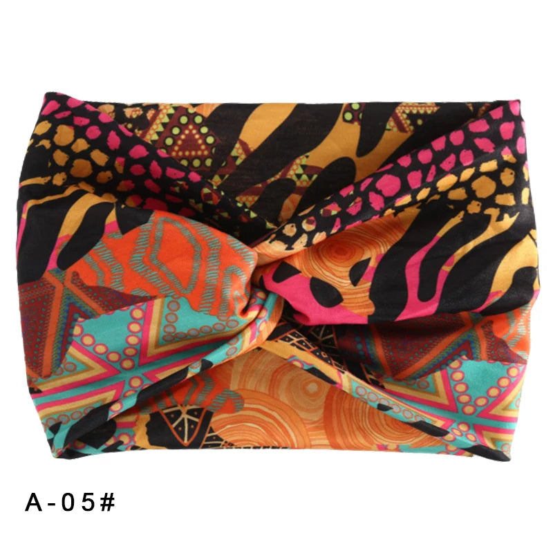 Printed Wide Elastic Headband Pilates Yoga  Running Cycling Hairband Turban Makeup Hair Hoop Makeup Headwrap for Women Girl