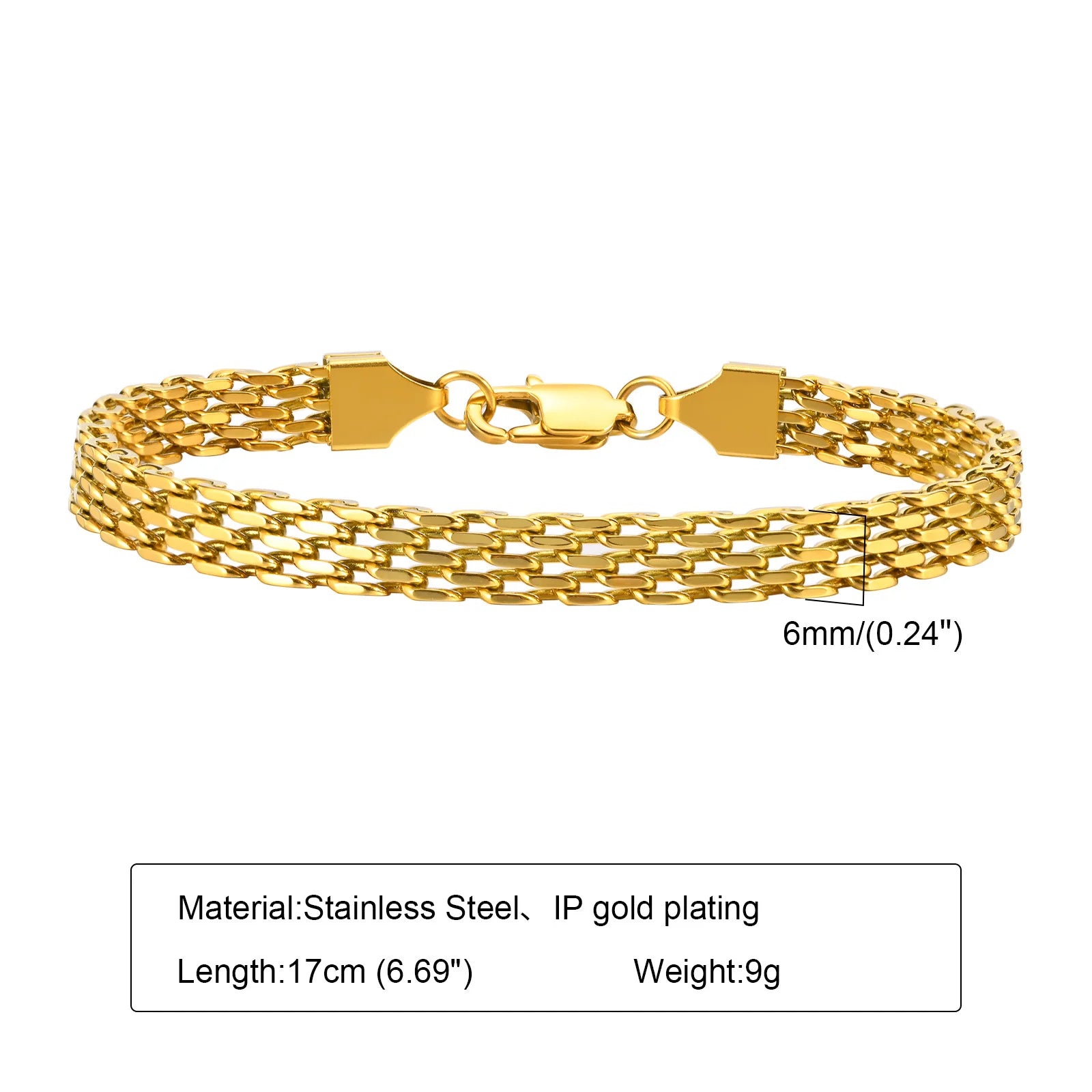Stainless Steel 18K Gold Plated Bracelet for Women, Adjustable Weaving Mesh Chain, Exquisite Jewelry Gift