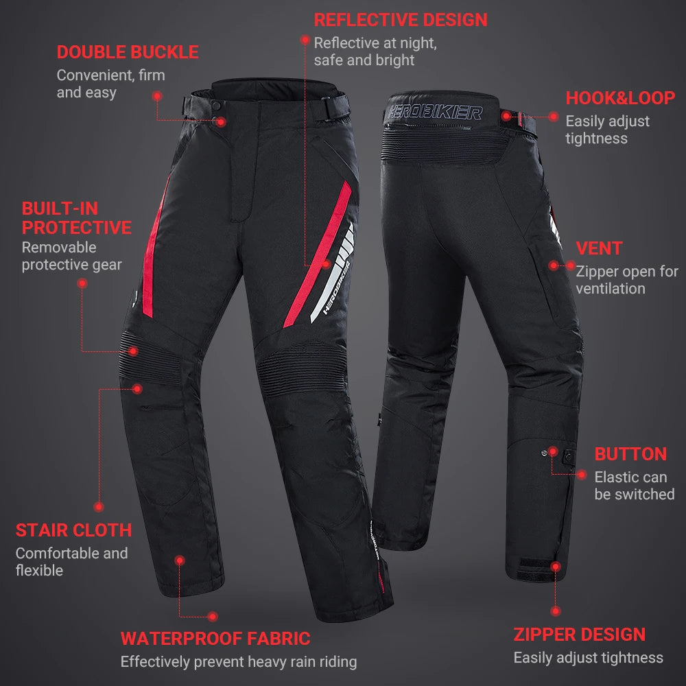 Men Winter Motorcycle Pants Windproof Waterproof Motorbike Riding Pants With Protective Gear Anti Fall Motocross Riding Pants