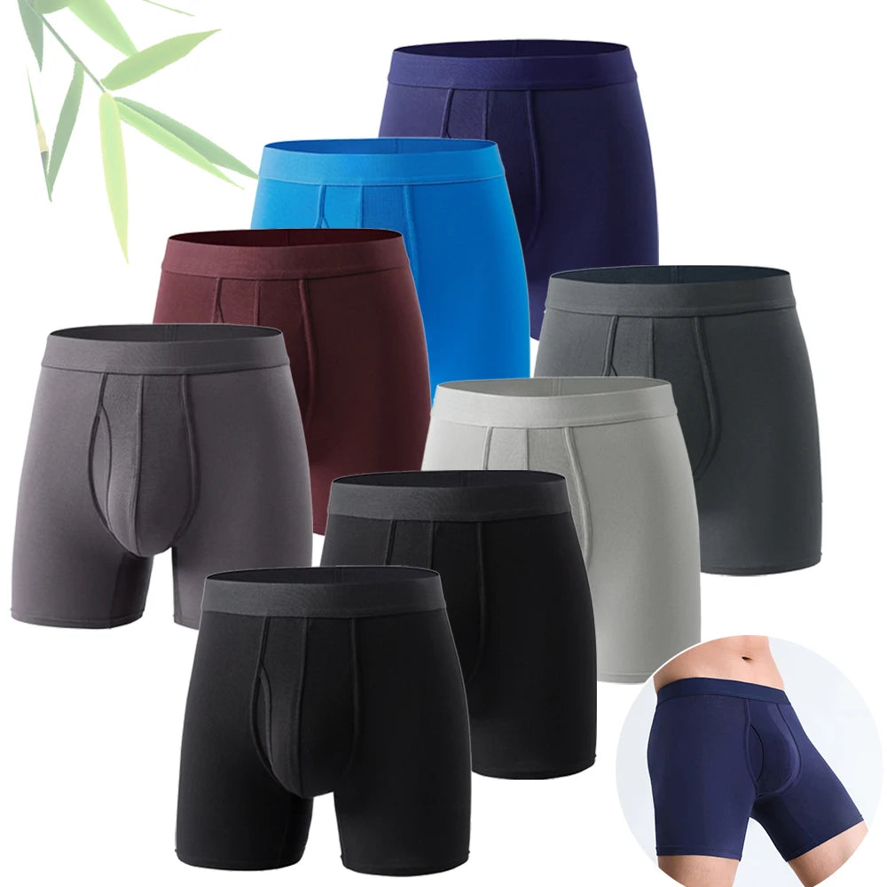 8-Pack Boxers Man Bamboo Fiber Men's panties Sexy Long Boxer Briefs Breathable and Soft Underwear for Men Plus Size S-XXL