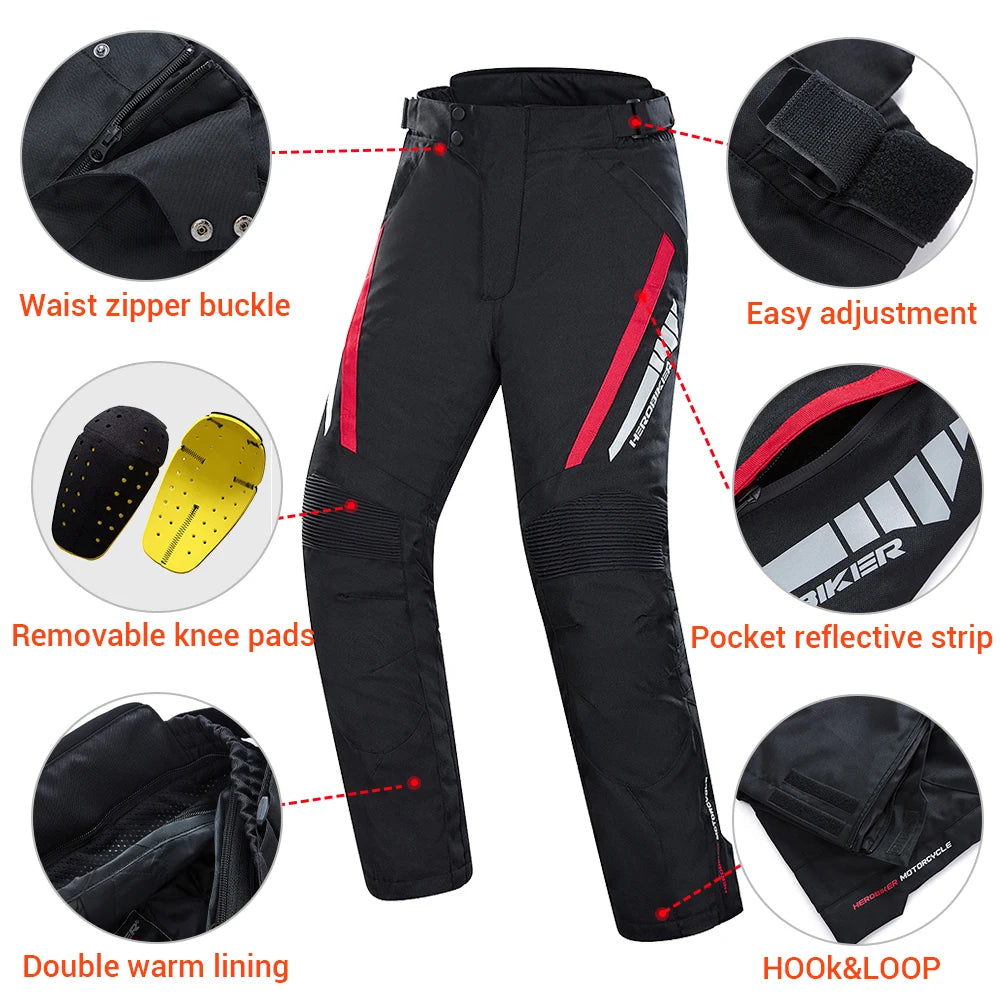 Men Winter Motorcycle Pants Windproof Waterproof Motorbike Riding Pants With Protective Gear Anti Fall Motocross Riding Pants