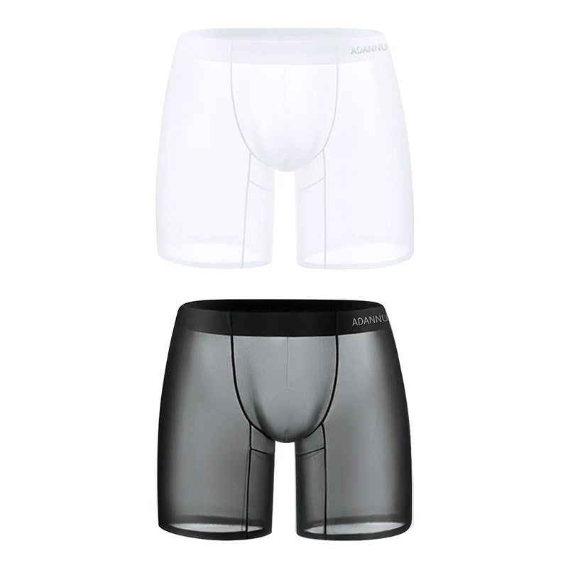 1/2/3 PCS Men's Ice Silk Boxers Transparent 0.01 Ultra-thin Fabric See Through Seamless Underwear antibacterial Boxer Shorts