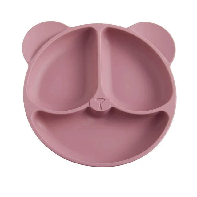 2024New Baby Safe  Silicone Suker Plate Cartoon Children Dishes Feeding Toddler Training Tableware Retro Kids Smile Face Plate